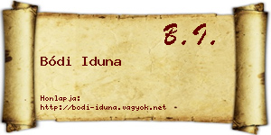Bódi Iduna névjegykártya